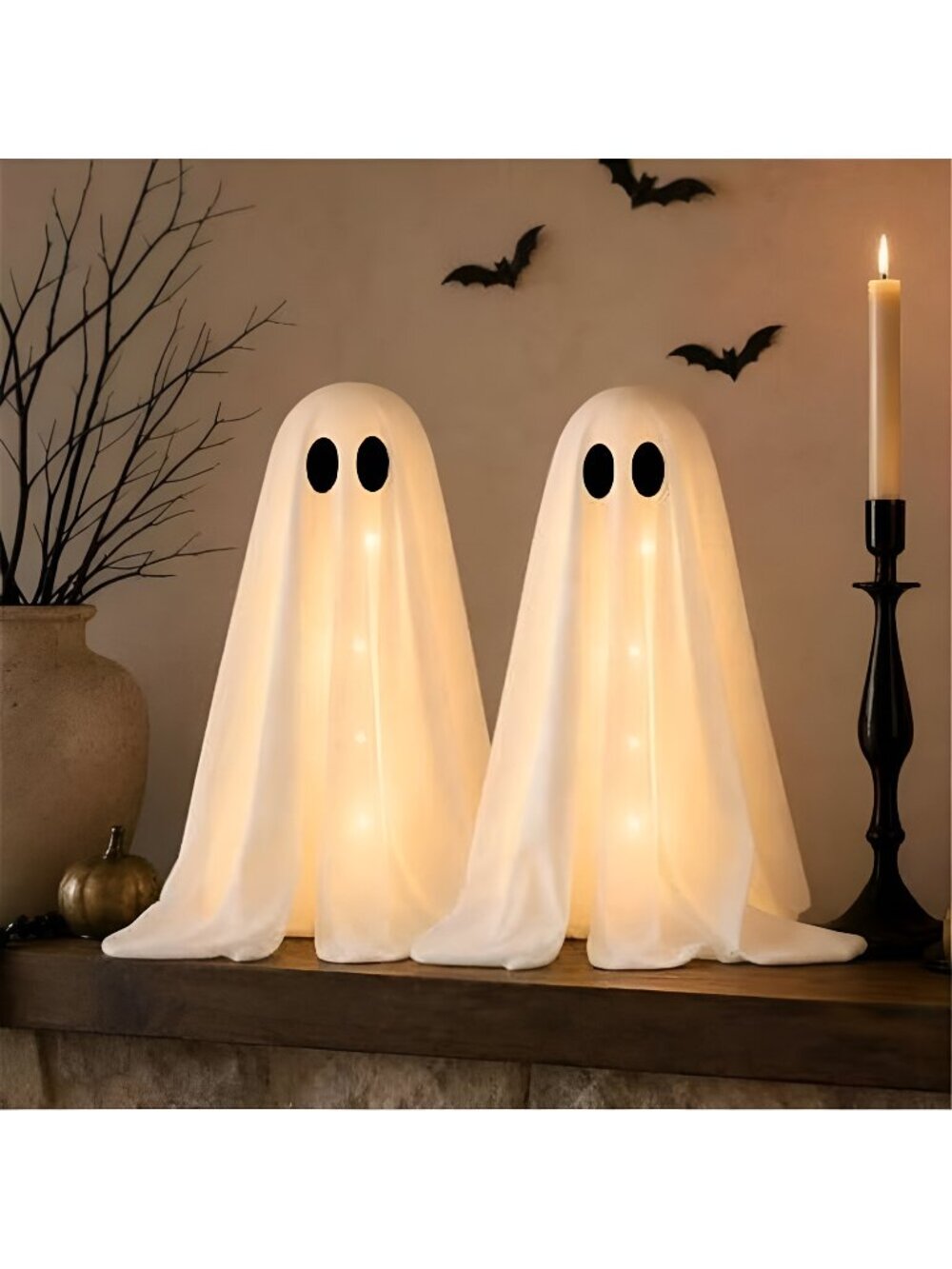 Halloween Decorations -2 Packs Spooky Light Up Ghosts with Lights